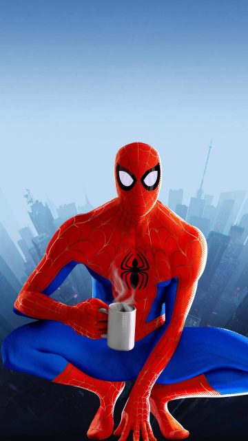 Spiderman and Coffee iPhone Wallpaper