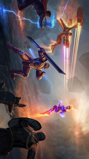 Thanos and Avengers vs Captai Marvel iPhone Wallpaper