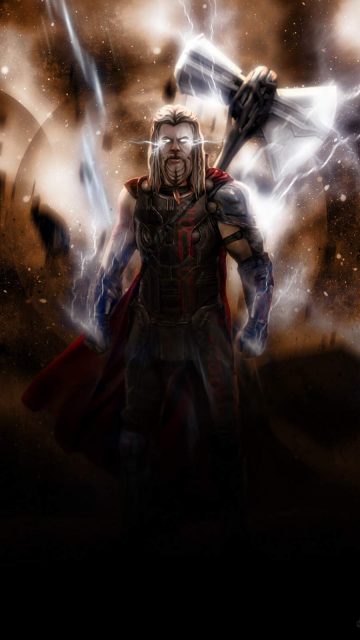 Thor with Stormbreaker iPhone Wallpaper