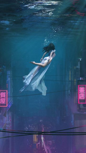 Underwater City Mermaid iPhone Wallpaper