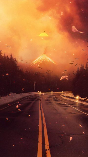 Volcano Road iPhone Wallpaper