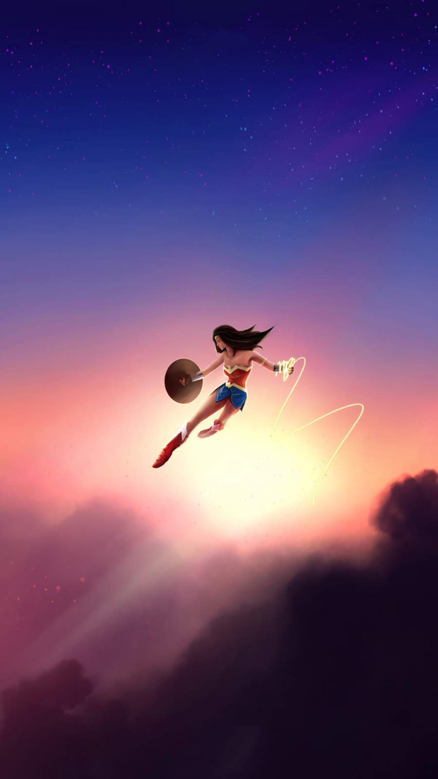Wonder Woman in Air iPhone Wallpaper