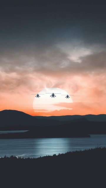 Apache Helicopter Trio iPhone Wallpaper