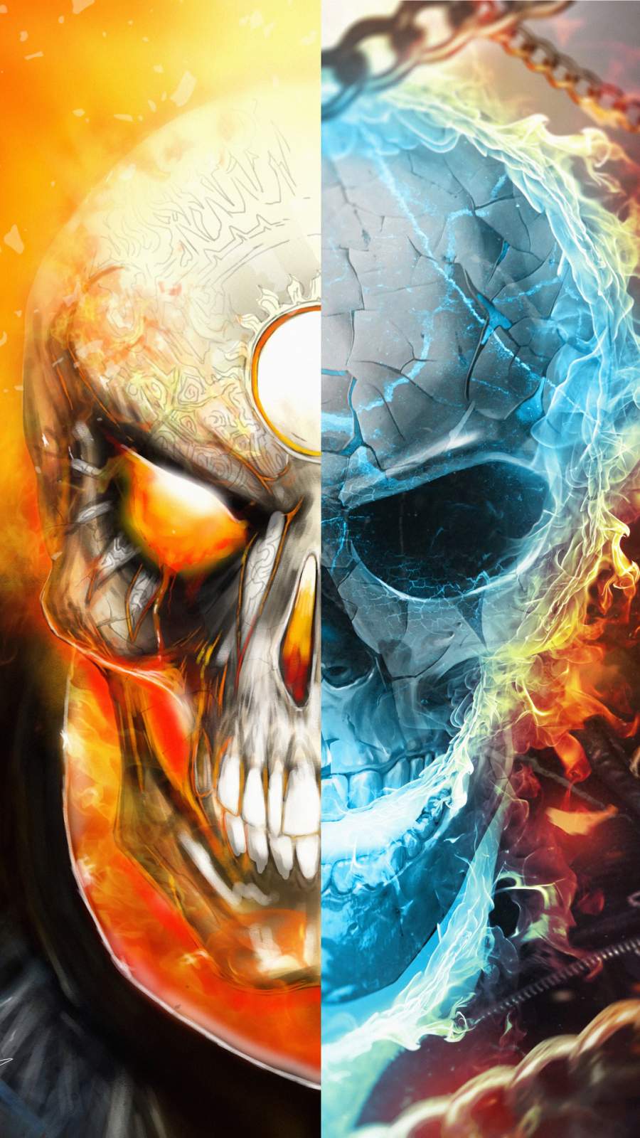 Ghost Rider Fire and Water iPhone Wallpaper
