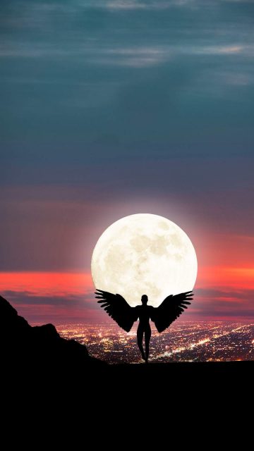 Moon Angel iPhone Wallpaper