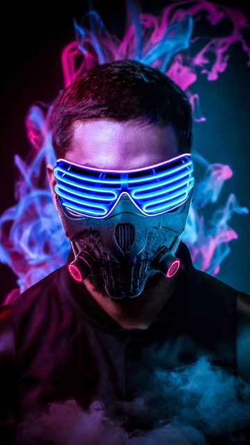 Neon Face Mask iPhone Wallpaper