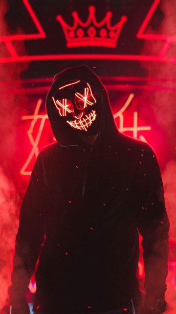 Neon Stitched Mask Guy iPhone Wallpaper