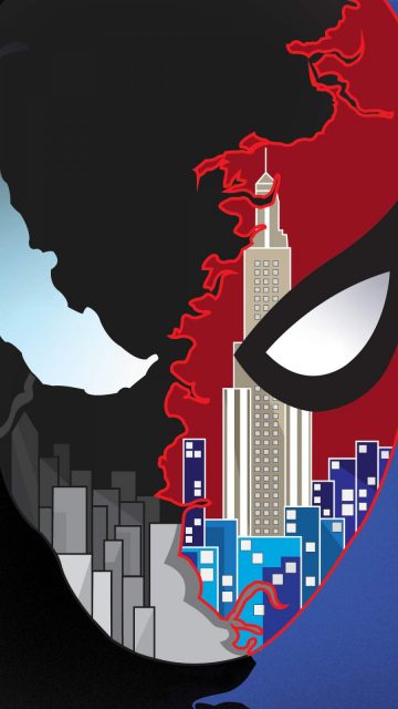 Spider Man vs Venom Art iPhone Wallpaper
