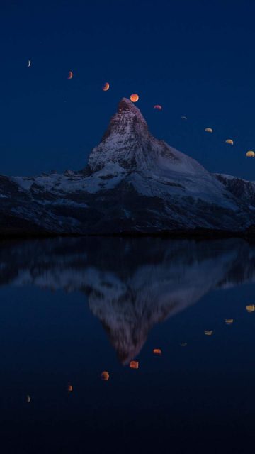 Super Moon Alps iPhone Wallpaper