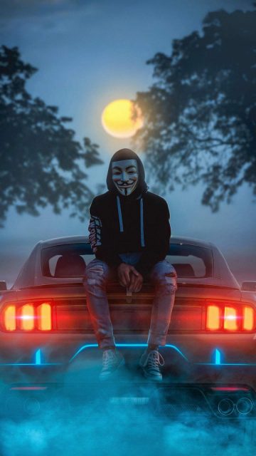 Anonymous Guy and Mustang iPhone Wallpaper