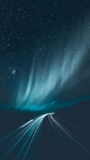 Aurora Borealis Road iPhone Wallpaper