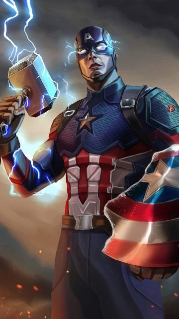 Captain America Mjolnir Artwork iPhone Wallpaper