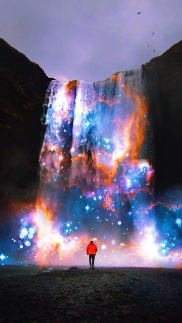 Cosmic Waterfall iPhone Wallpaper