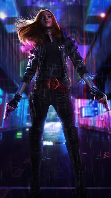 Cyberpunk Black Widow iPhone Wallpaper