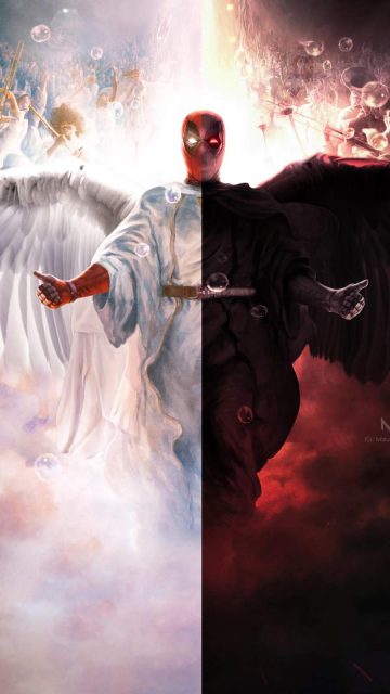 Deadpool Devil and Angel iPhone Wallpaper