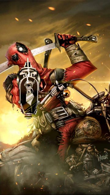 Deadpool on Ride iPhone Wallpaper