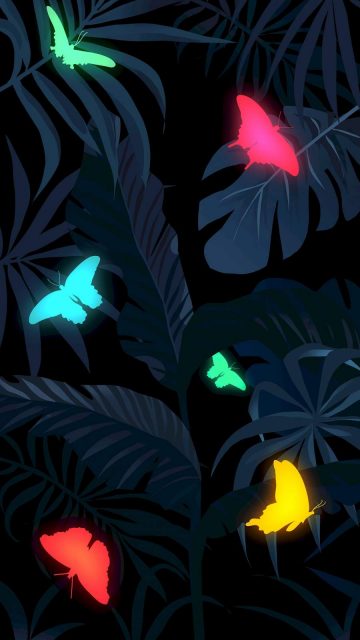 Foliage Butterflies iPhone Wallpaper
