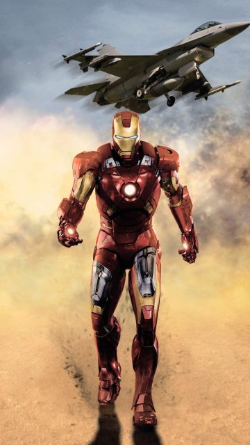 Iron Man vs Fighter Jet iPhone Wallpaper