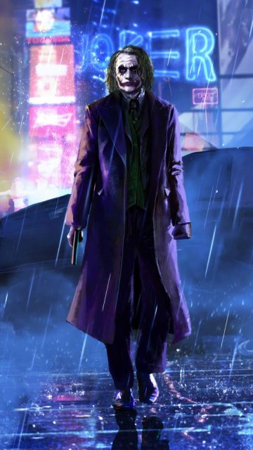 Joker in the Rain iPhone Wallpaper