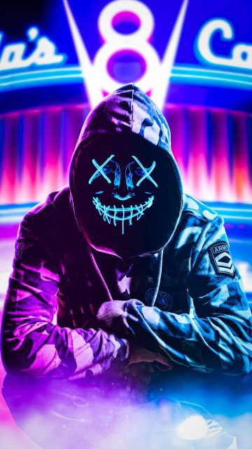 Neon Hoodie Mask iPhone Wallpaper