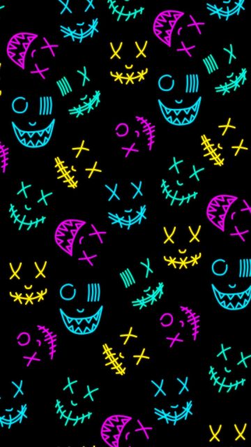 Neon Masks iPhone Wallpaper