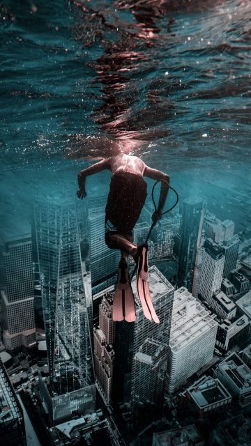 Underwater City iPhone Wallpaper