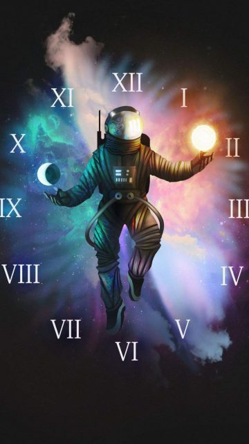 Astronaut Clock iPhone Wallpaper