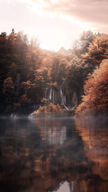 Autumn Waterfall iPhone Wallpaper