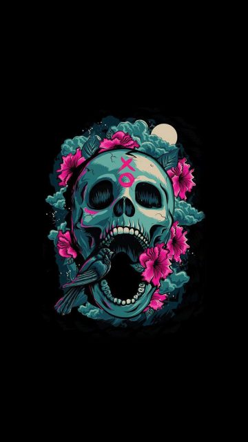 Floral Skull iPhone Wallpaper
