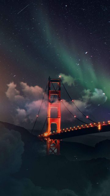 Golden Gate Bridge Northern Lights iPhone Wallpaper