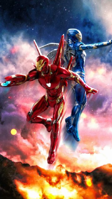 Iron Man and Pepper Potts Rescue Suit iPhone Wallpaper
