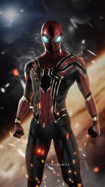 Iron Spiderman Smoking Eyes iPhone Wallpaper