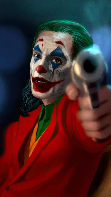 Joker with Gun iPhone Wallpaper