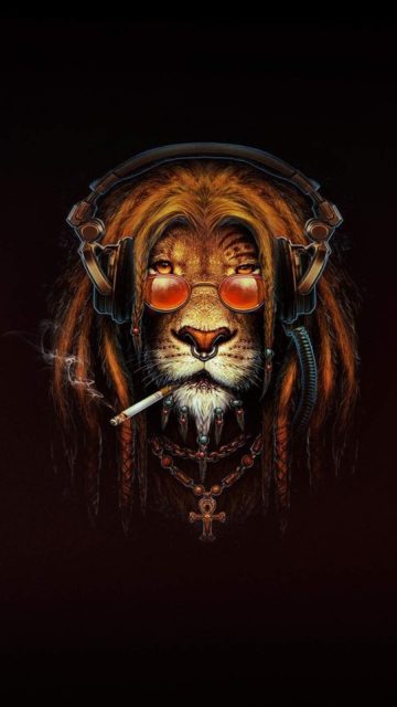 Lion Smoking Artwork iPhone Wallpaper