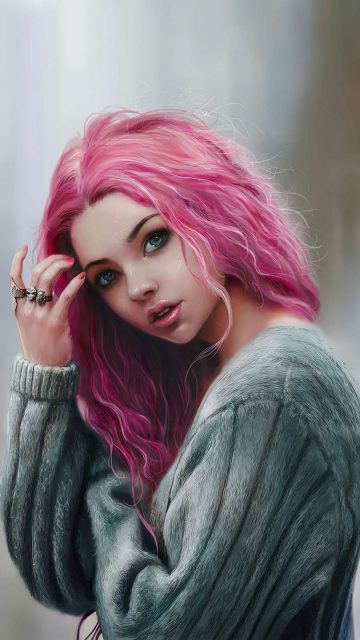 Pink Hair Girl iPhone Wallpaper