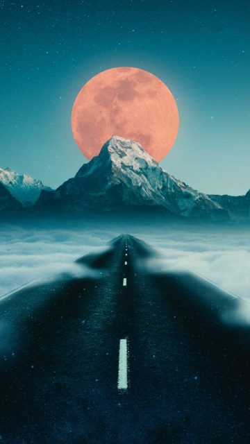 Road to Moon iPhone Wallpaper