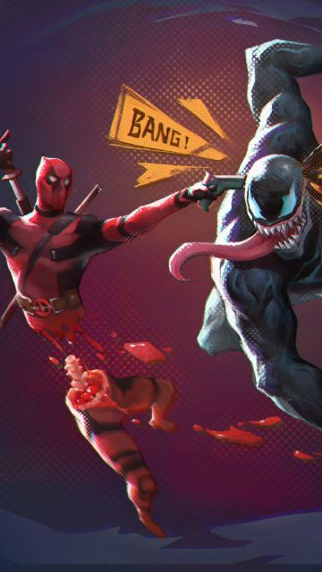 Deadpool vs Venom iPhone Wallpaper