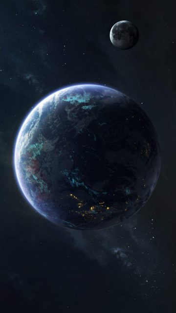 Earth and Moon iPhone Wallpaper