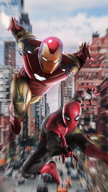 Iron Man with Spiderman iPhone Wallpaper