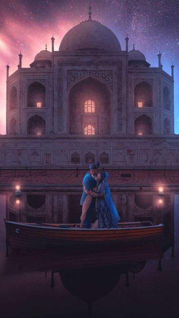Love in Taj Mahal iPhone Wallpaper