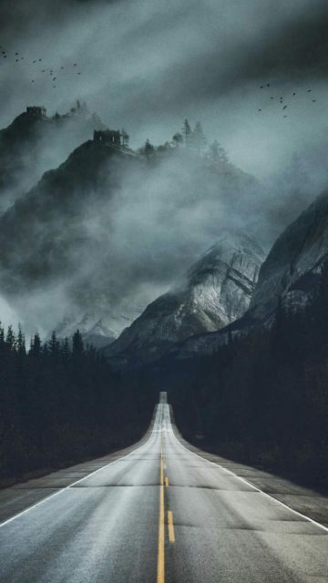 Mist Road iPhone Wallpaper