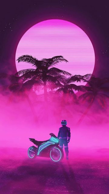 Neon Biker iPhone Wallpaper