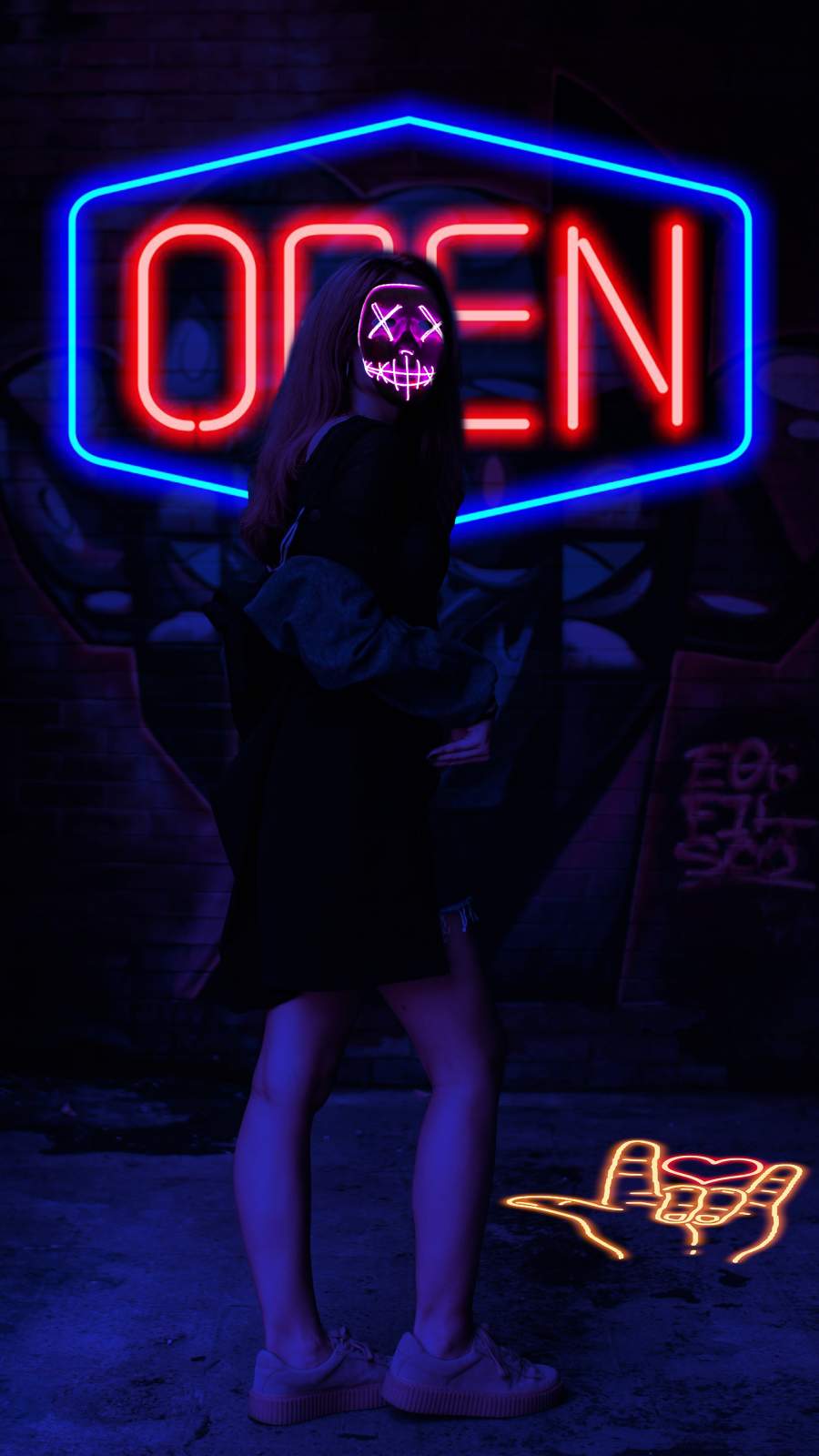 Neon Woman iPhone Wallpaper