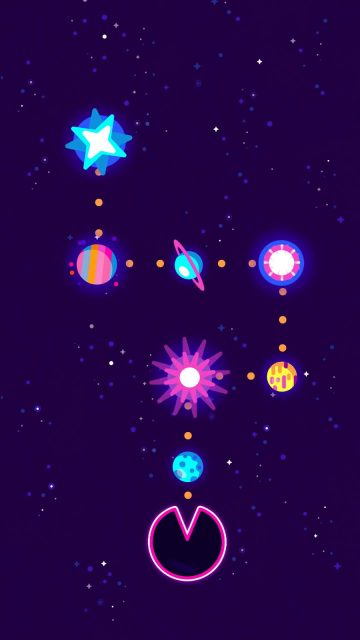 Pacman Eating Planets iPhone Wallpaper