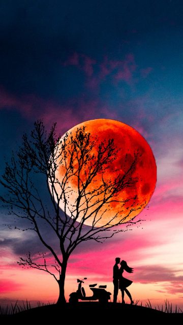 Sunset Moon Lovers iPhone Wallpaper