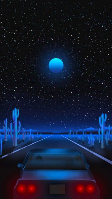 Vaporwave Road iPhone Wallpaper