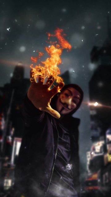 Anonymus Guy with Flame iPhone Wallpaper
