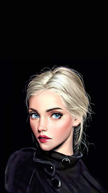 Blonde Girl in Black iPhone Wallpaper