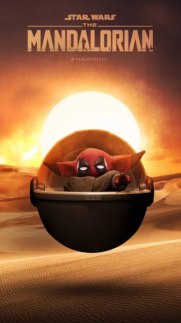 Deadpool Baby Yoda iPhone Wallpaper