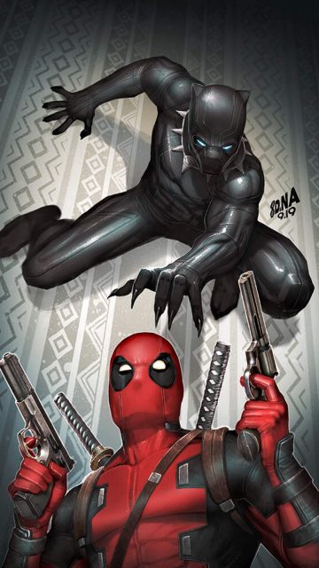 Deadpool vs Black Panther iPhone Wallpaper